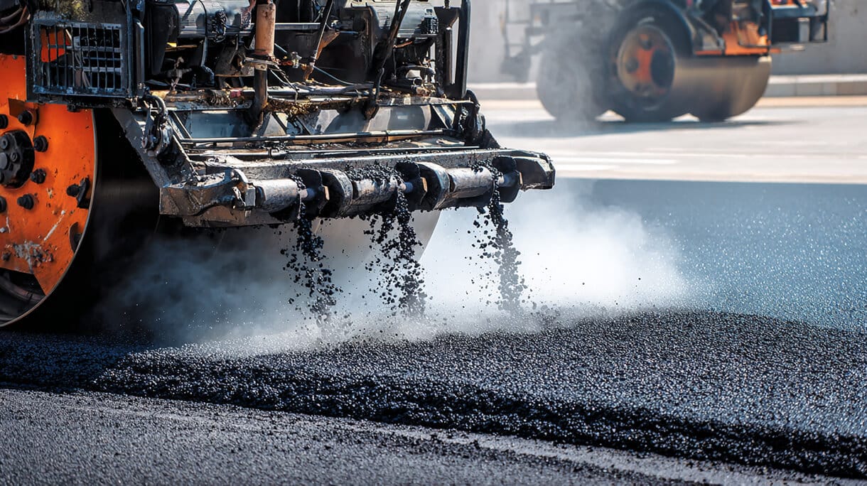 pouring hot asphalt